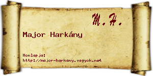 Major Harkány névjegykártya